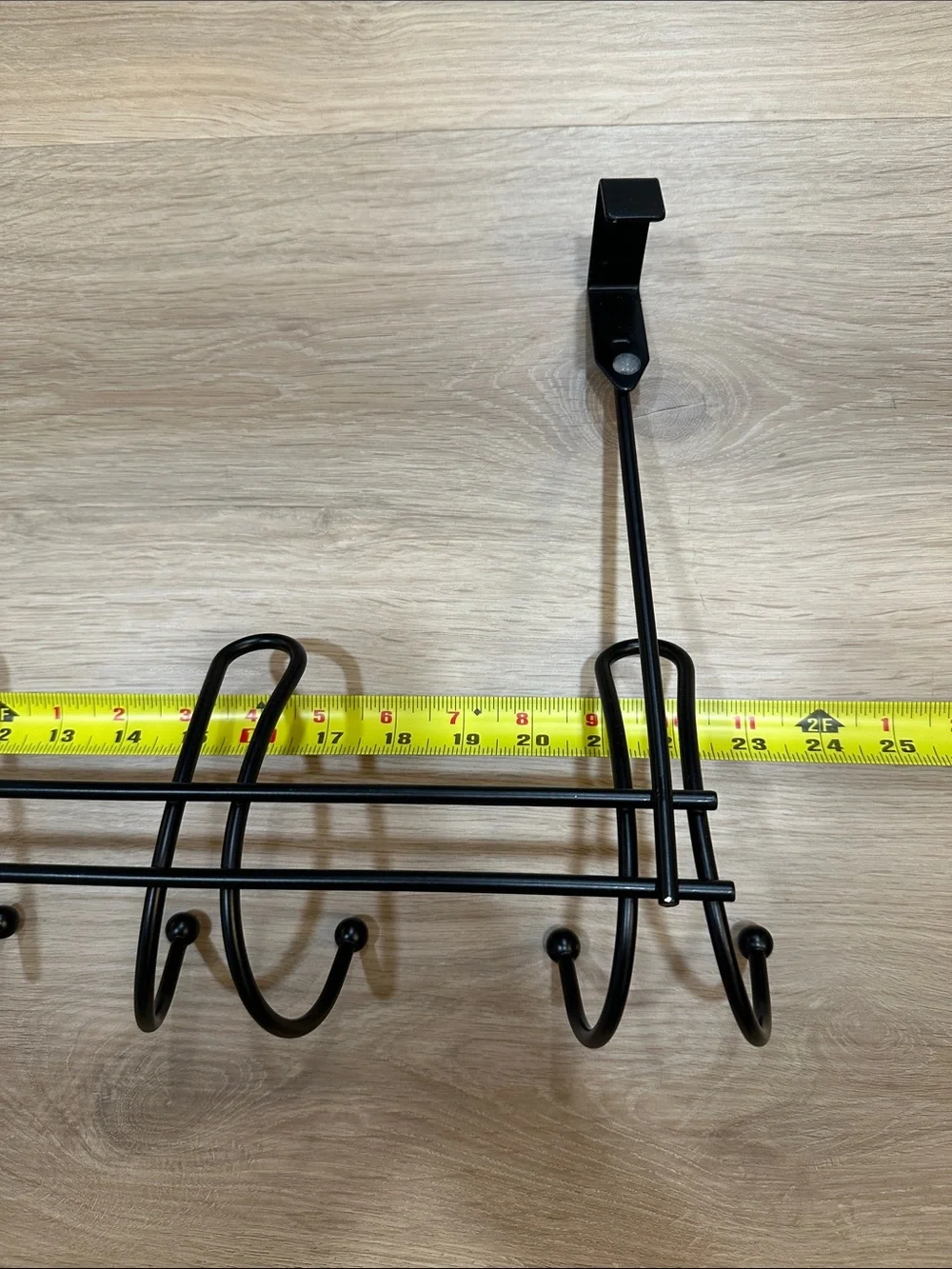Over-the-Door 12-Hook Metal Wall Rack - Black